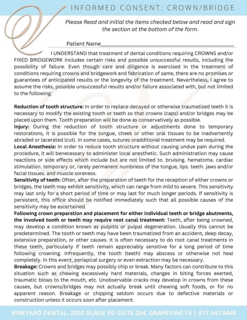 Informed Consent - Richard Perez, DDS - Vineyard Dental